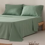 Parure de draps en 100% coton vert d'eau 200x200 + (2)50x125cm