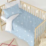 Parure housse de couette 2 pi�ces 100% coton bleu 115x145 cm