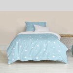 Parure housse de couette 2 pices 100% coton bleu 140x200 cm
