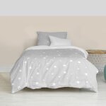 Parure housse de couette 2 pices 100% coton gris 140x200 cm