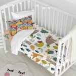 Parure housse de couette 2 pièces 100% coton multicolore 100x120 cm Parure housse de couette 2 pièces 100% coton multicolore 100x120 cm