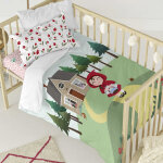 Parure housse de couette 2 pices 100% coton multicolore 100x120 cm