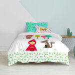 Parure housse de couette 2 pi�ces 100% coton multicolore 140x200 cm