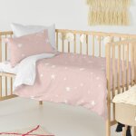 Parure housse de couette 2 pices 100% coton rose 115x145 cm