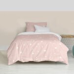 Parure housse de couette 2 pices 100% coton rose 140x200 cm