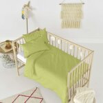 Parure housse de couette 2 pi�ces 100% coton vert 115x145 cm