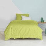 Parure housse de couette 2 pi�ces 100% coton vert 140x200 cm