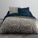 Parure housse de couette coton bleu 240x260cm