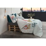 Parure housse de couette coton imprime + 2 taies 200x200 cm