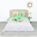 Parure housse de couette coton imprime + 2 taies 240x220 cm