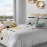 Parure housse de couette coton imprime + 2 taies 260x240 cm