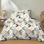 Parure housse de couette coton imprime + 2 taies 260x240 cm