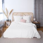Parure housse de couette coton / lin blanc 240x220 cm Parure housse de couette coton / lin blanc 240x220 cm