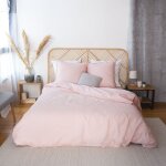 Parure housse de couette coton / lin nude 260x240 cm