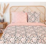 Parure housse de couette satin de coton imprimée + 2 taies 260x240 cm Parure housse de couette satin de coton imprimée + 2 taies 260x240 cm