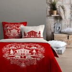 Parure housse de couette valloire rouge 240 x 220 cm 100 % coton Parure housse de couette valloire rouge 240 x 220 cm 100 % coton