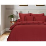 Parure de lit 2 personnes 200x200 cm satin de coton bordeaux Parure de lit 2 personnes 200x200 cm satin de coton bordeaux