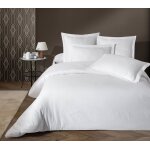 Parure de lit 2 personnes 240x220 cm satin de coton rayé blanc Parure de lit 2 personnes 240x220 cm satin de coton rayé blanc