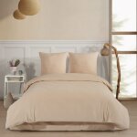 Parure de lit 2 personnes 260x240 cm flanelle de coton beige