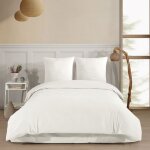 Parure de lit 2 personnes 260x240 cm flanelle de coton blanc