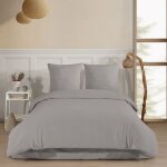 Parure de lit 2 personnes 260x240 cm flanelle de coton gris