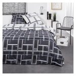 Parure de lit 2 personnes imprim gomtrique coton 220x240 cm