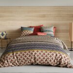Parure de lit 2 places rversible percale de coton  motifs 220x240 cm