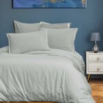 Parure de lit avec 2 taies rectangles coton gris perle 140x200 cm