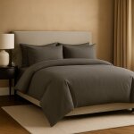 Parure de lit 200x200 gris fonc avec drap 160x200 et taies 50x70 cm