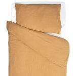 Parure de lit b�b� housse et taie gaze de coton camel 80x120 cm