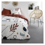 Parure de lit coton 2 personnes imprim 220x240 cm