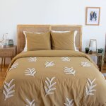 Parure de lit coton lav� 2 places moutarde 240 x 220 cm