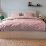 Parure de lit coton rose poudr 140x190 cm