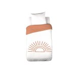 Parure de lit coton tuft rversible imprim soleil blanc / terracotta 1