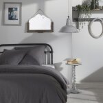 Parure de lit coton uni 260x240 cm gris anthracite