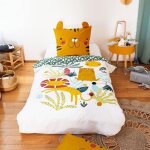 Parure de lit enfant tigre coton 57 fils / cm 140 x 200 cm