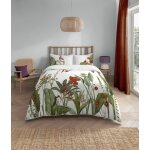 Parure de lit fleurs tropicales en satin de coton 220x230cm