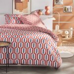 Parure de lit imprim gomtrique coton 220x240 cm