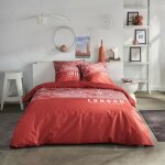 Parure de lit imprim� graphique coton 220x240cm rouge