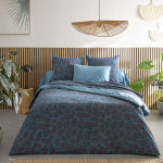 Parure de lit imprime en bambou bleu 260x240