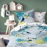 Parure de lit imprime en coton gris 140x200 + 63x63cm