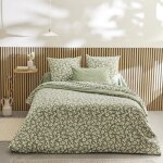 Parure de lit imprime en lyocell vert 200x200