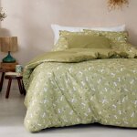 Parure de lit imprime en percale de coton vert 200x200