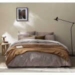 Parure de lit en percale de coton beige 260 x 240 cm