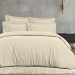 Parure de lit satin avec 2 taies rectangles ficelle 260x240 cm