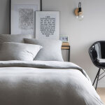 Parure de lit unie en jersey de coton gris chin 140x200 + 65x65cm