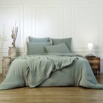 Parure + taies 65x65 gaze de coton c�ladon 260x240