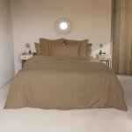 Parure + taies 65x65 lin lav caramel 240x220