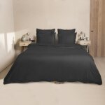 Parure + taies 65x65 satin de coton ardoise 240x220