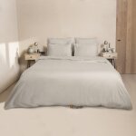 Parure + taies 65x65 satin de coton gris perle 240x220